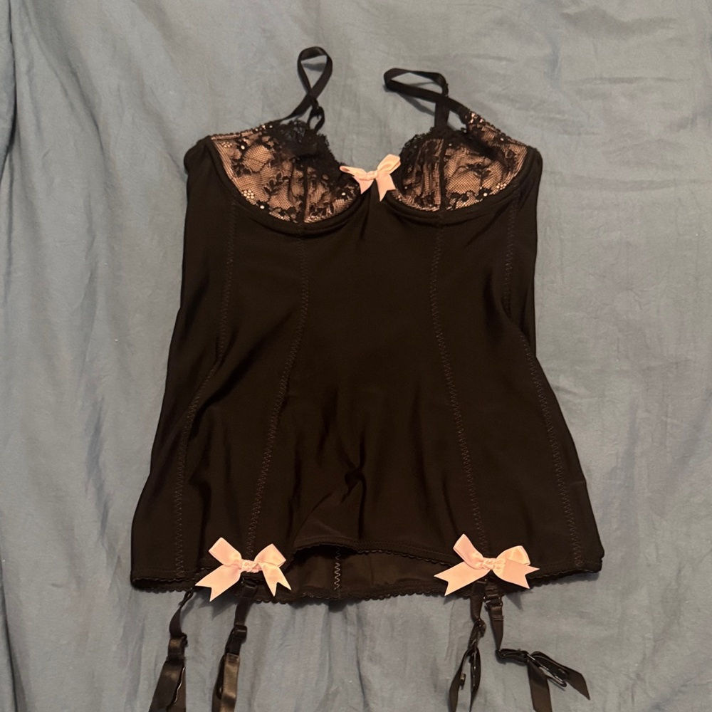 Victoria's Secret Black Chemise with Pink Accents